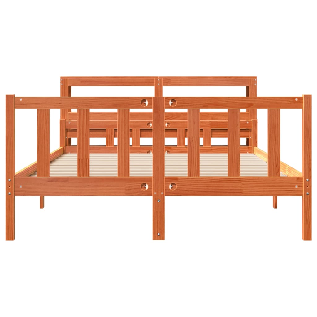 Sengeramme med hodegavl voksbrun 150x200 cm heltre furu