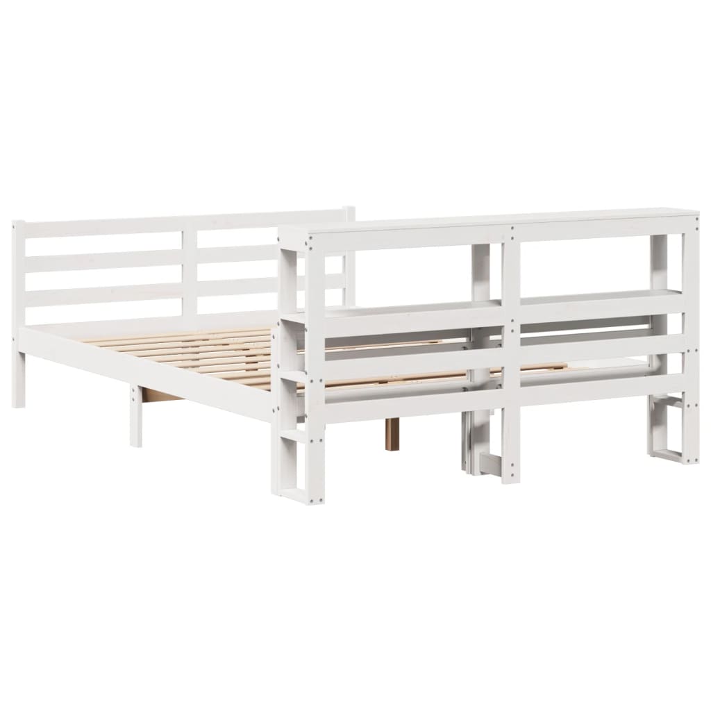 Sengeramme med hodegavl hvit 150x200 cm heltre furu