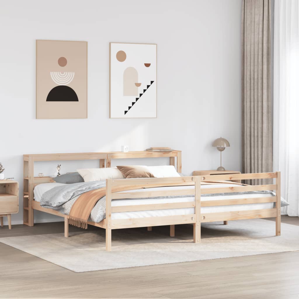 Sengeramme med hodegavl 200x200 cm heltre furu