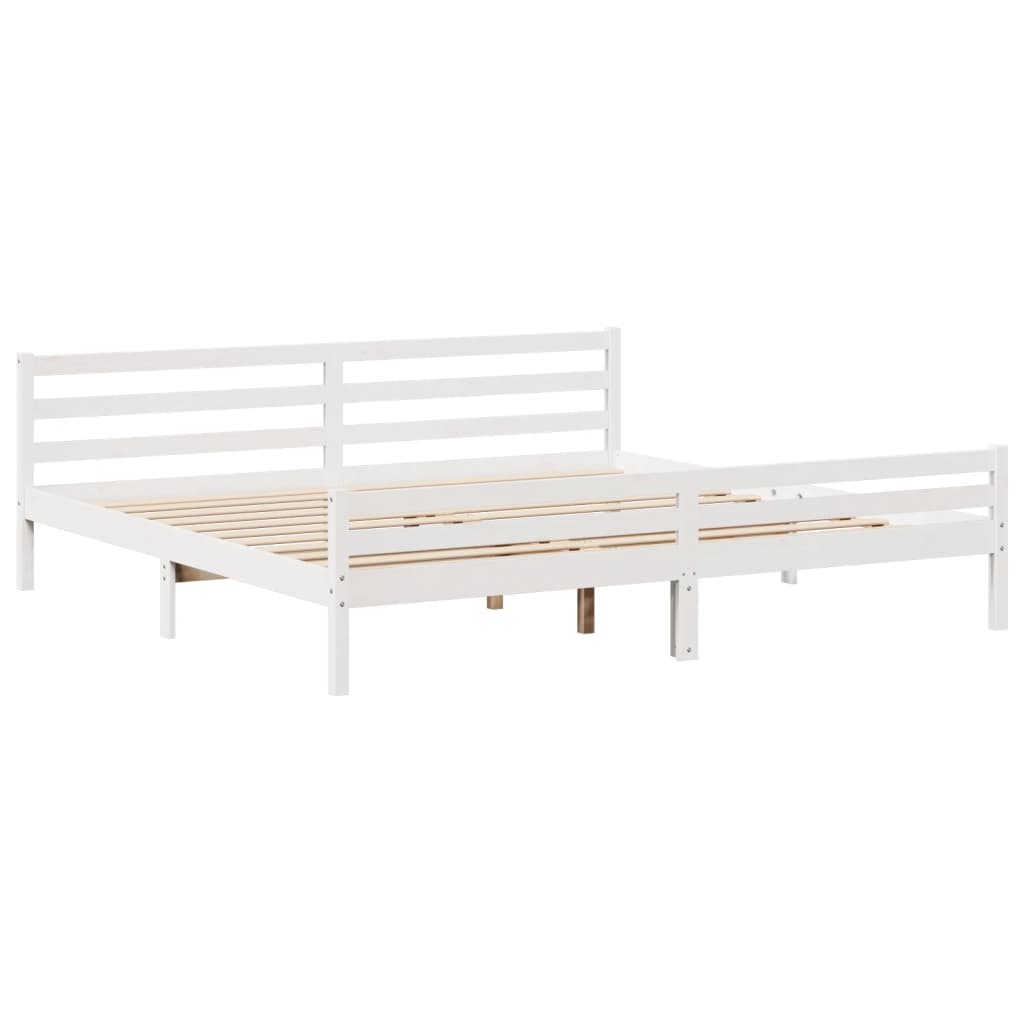 Sengeramme med hodegavl hvit 200x200 cm heltre furu