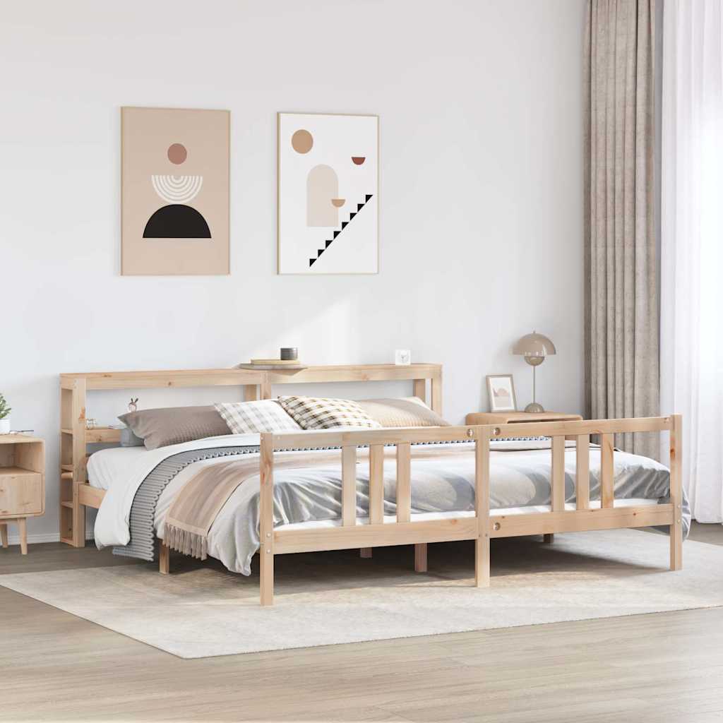 Sengeramme med hodegavl 200x200 cm heltre furu