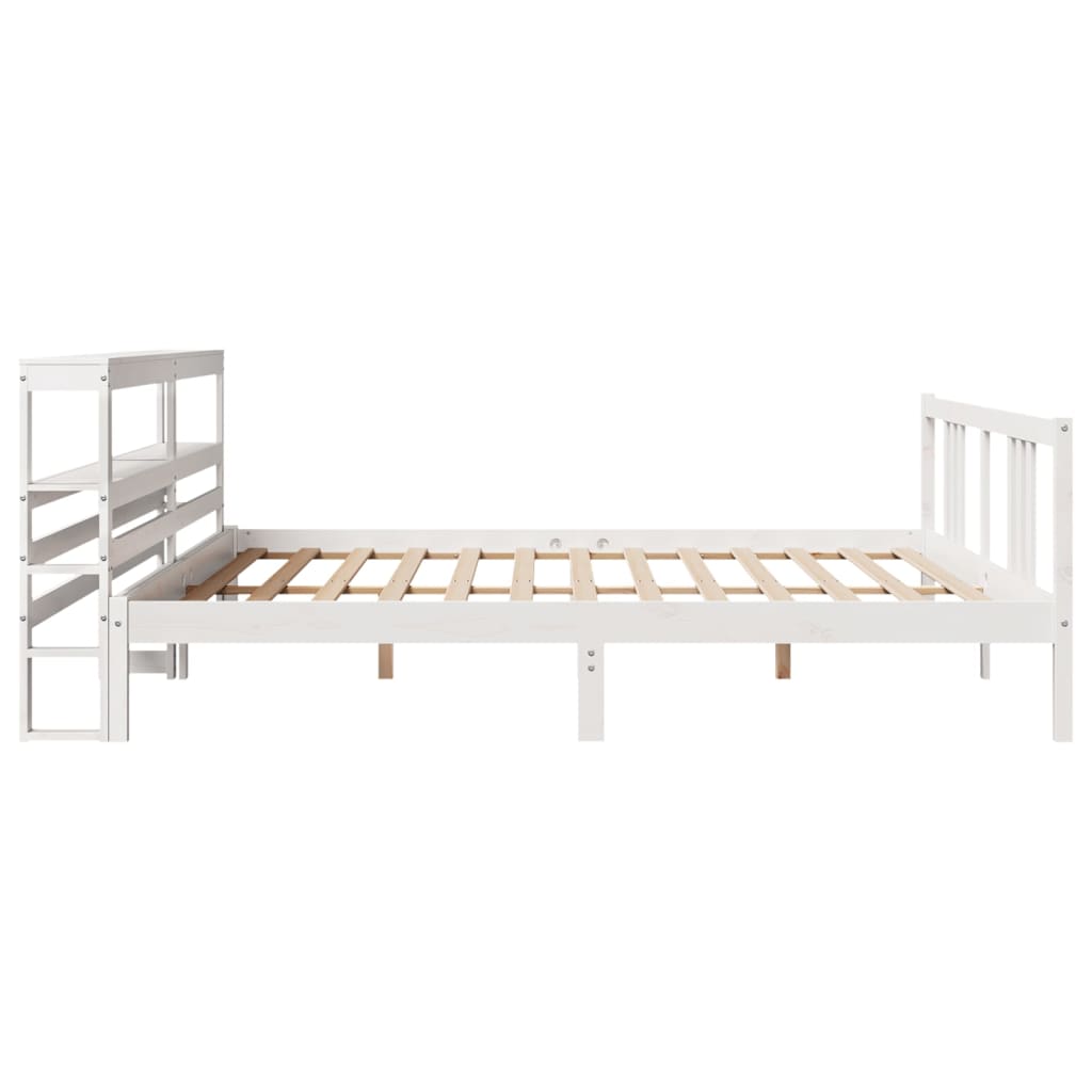 Sengeramme med hodegavl hvit 200x200 cm heltre furu vidaXL