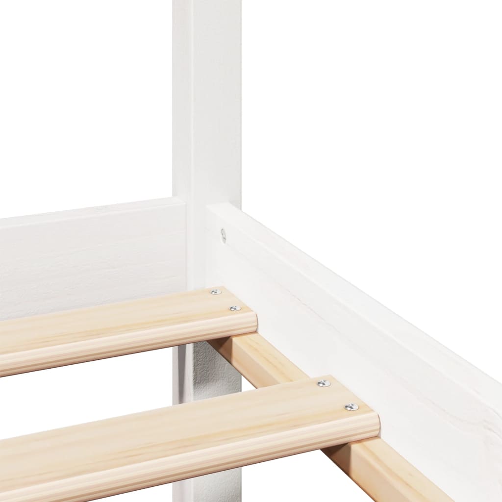 Sengeramme med hodegavl hvit 200x200 cm heltre furu vidaXL