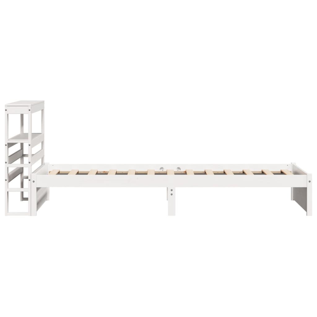 Sengeramme med hodegavl hvit 75x190 cm heltre furu