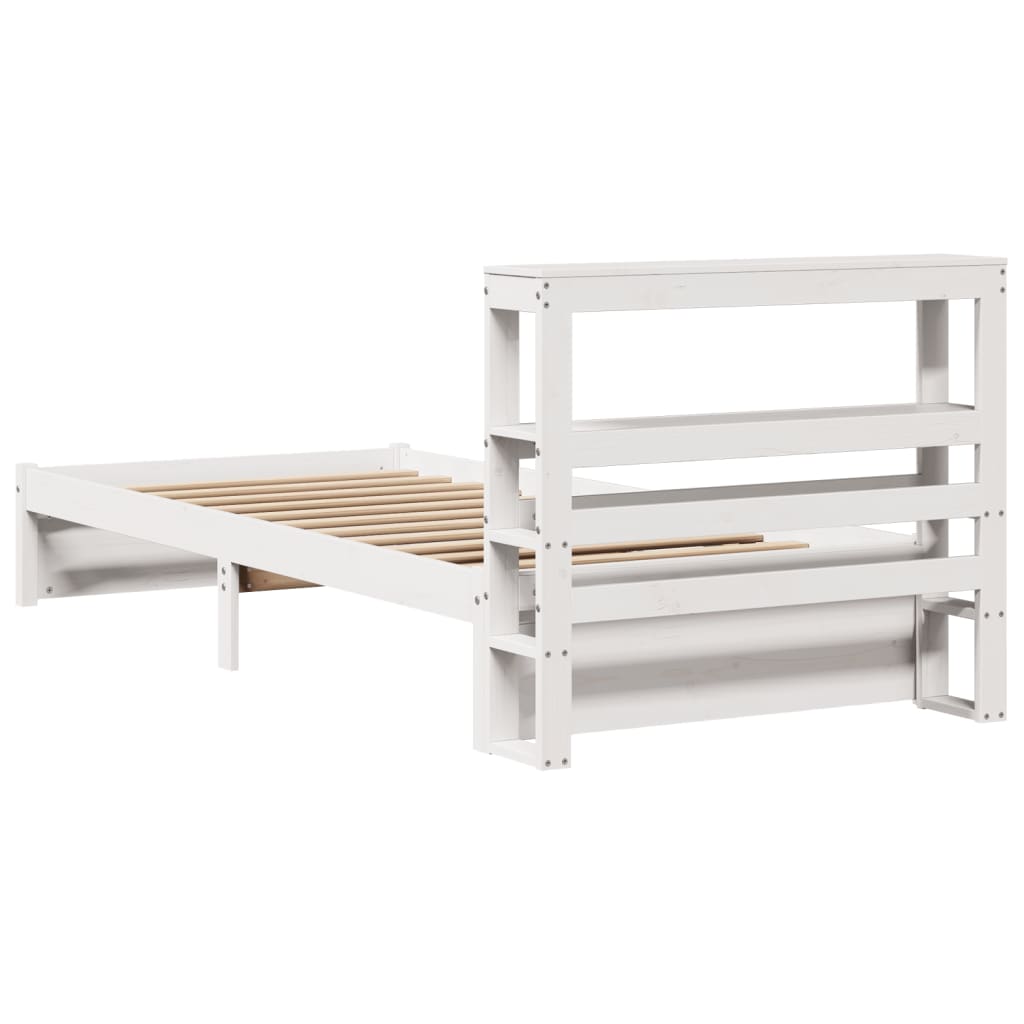 Sengeramme med hodegavl hvit 75x190 cm heltre furu