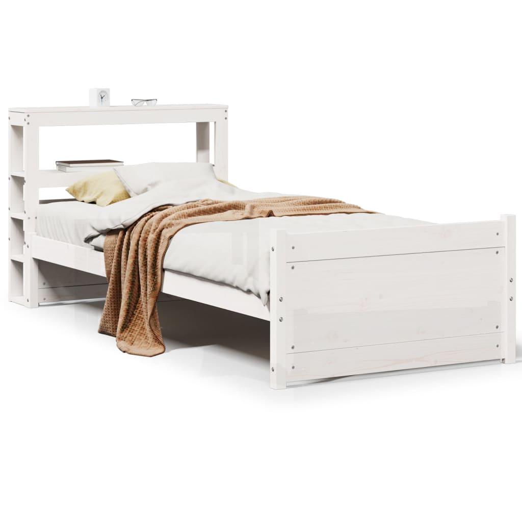 Sengeramme med hodegavl hvit 90x190 cm heltre furu