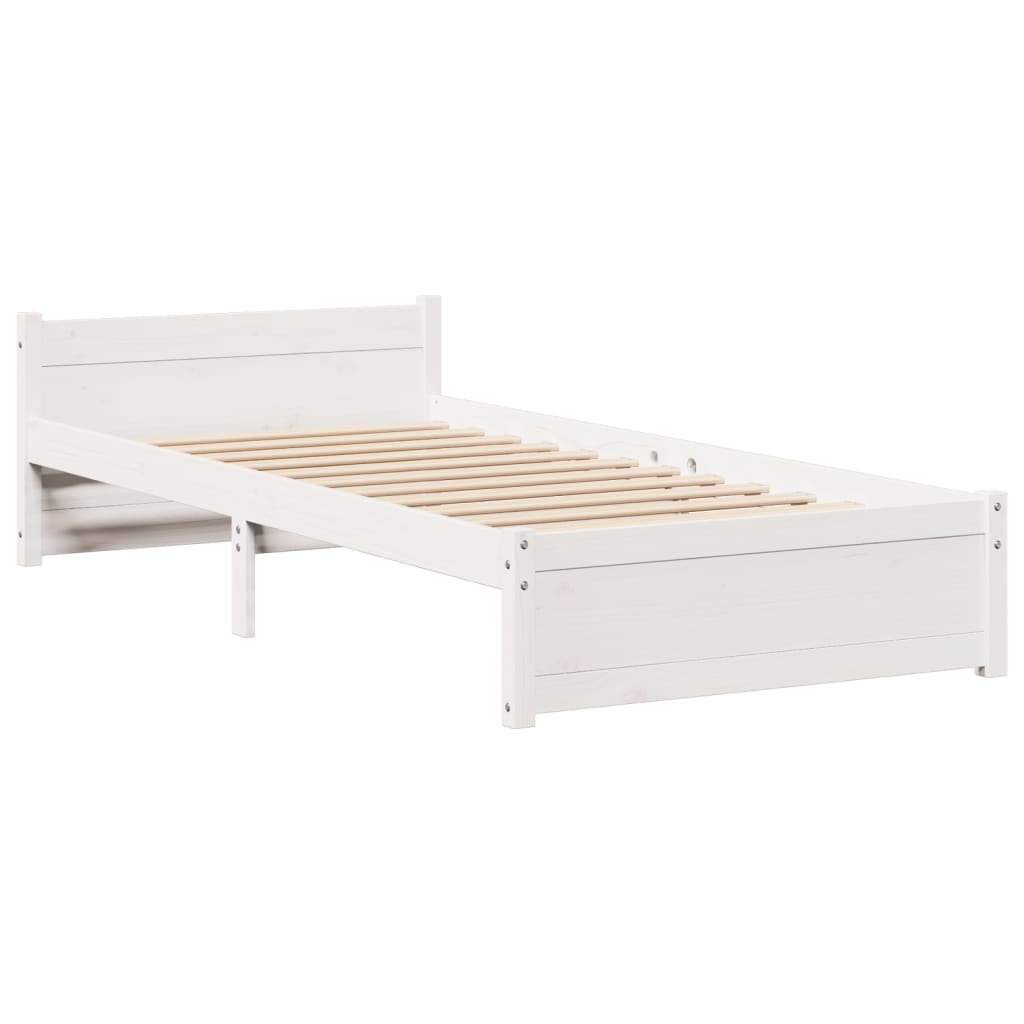 Sengeramme med hodegavl hvit 90x190 cm heltre furu