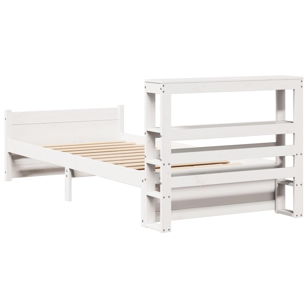 Sengeramme med hodegavl hvit 90x190 cm heltre furu