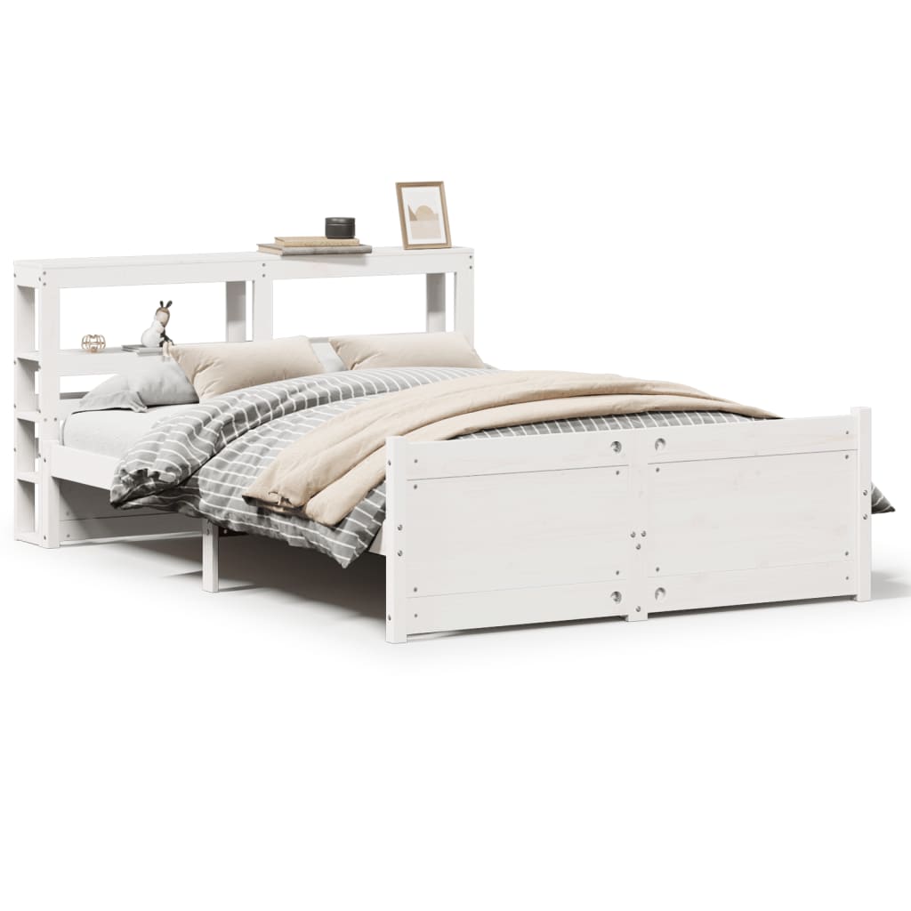 Sengeramme med hodegavl hvit 120x200 cm heltre furu vidaXL