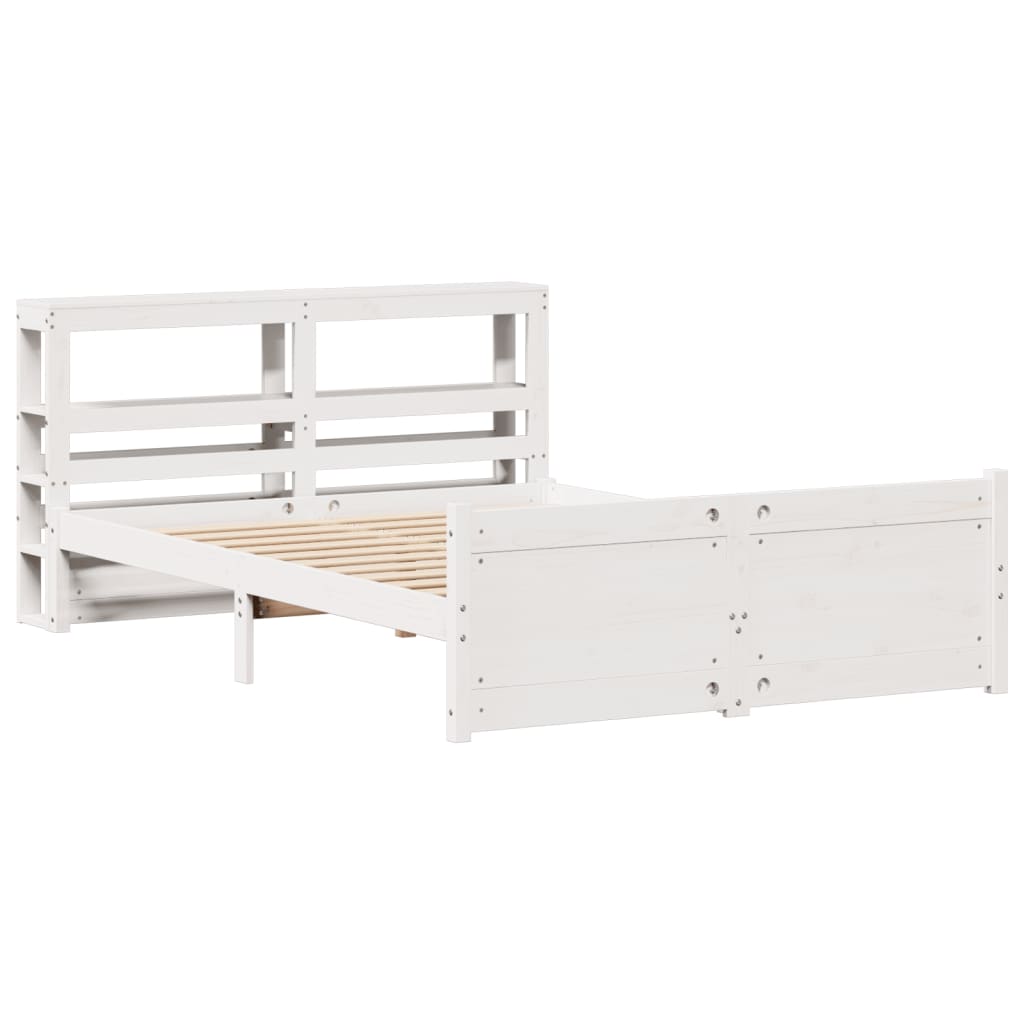 Sengeramme med hodegavl hvit 120x200 cm heltre furu vidaXL