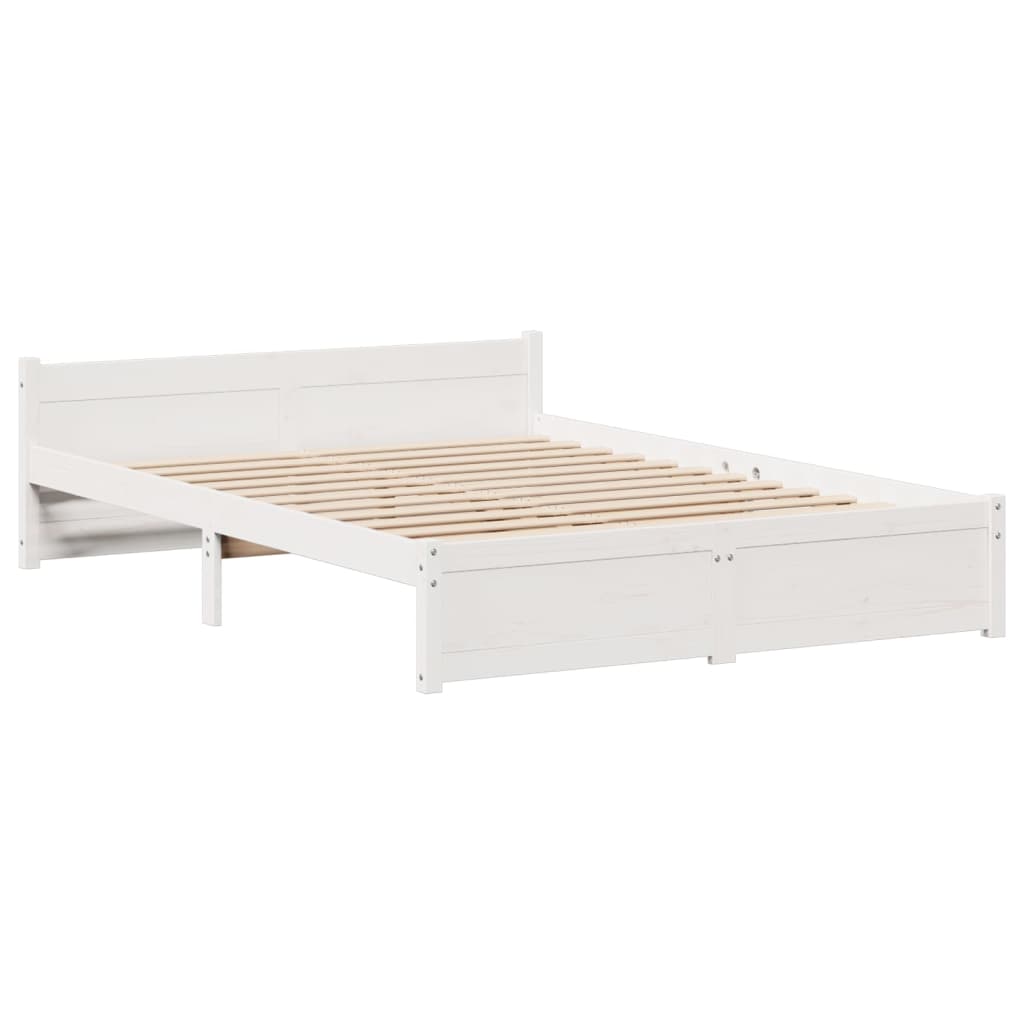 Sengeramme med hodegavl hvit 120x200 cm heltre furu vidaXL