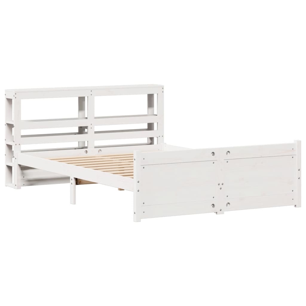 Sengeramme med hodegavl hvit 140x200 cm heltre furu