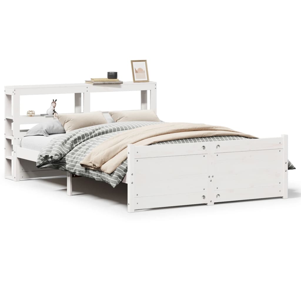 Sengeramme med hodegavl hvit 150x200 cm heltre furu