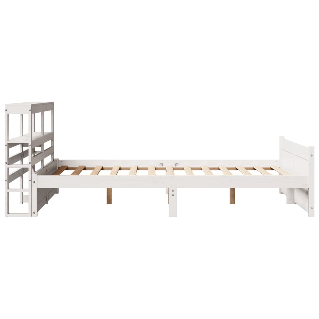 Sengeramme med hodegavl hvit 150x200 cm heltre furu