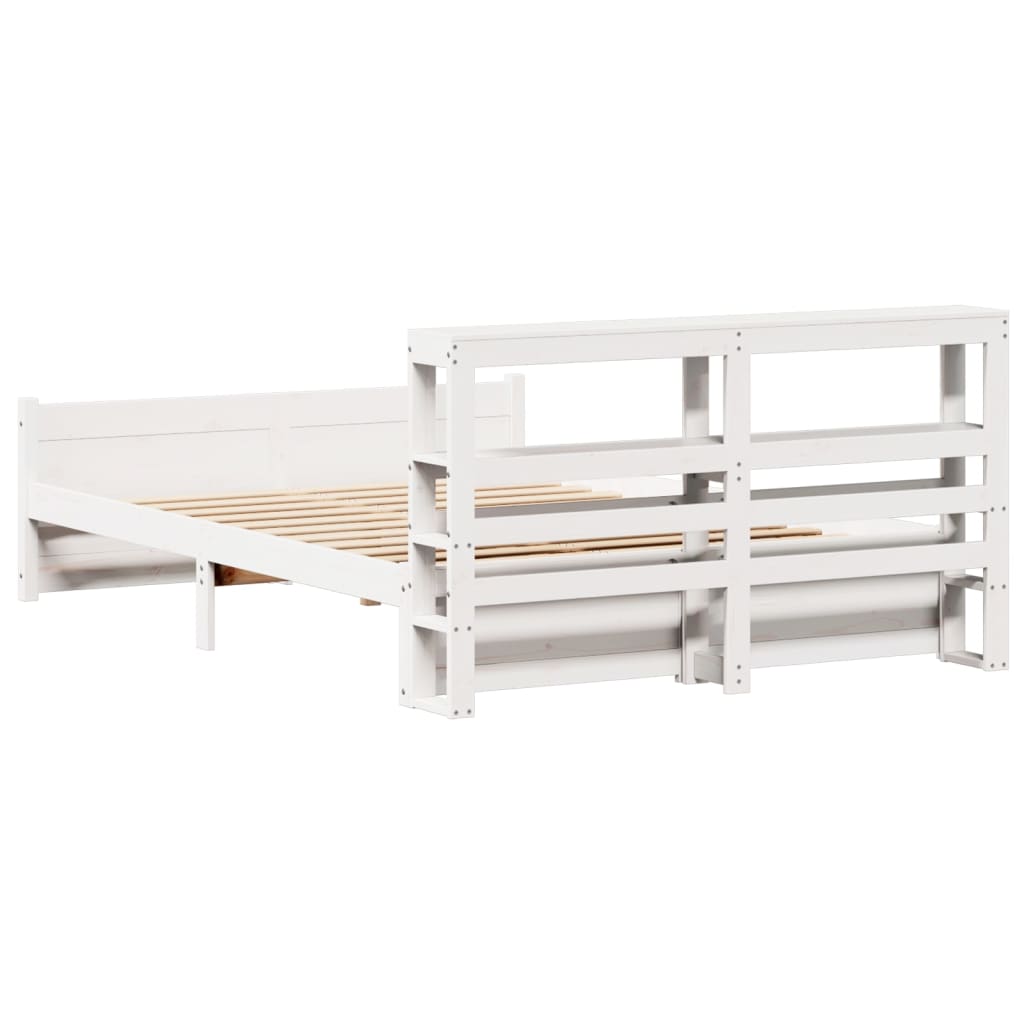 Sengeramme med hodegavl hvit 150x200 cm heltre furu