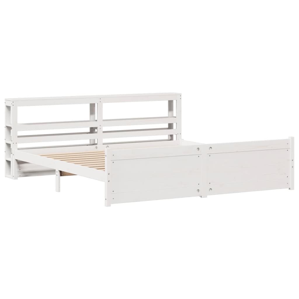 Sengeramme med hodegavl hvit 180x200 cm heltre furu