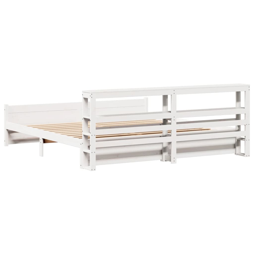 Sengeramme med hodegavl hvit 180x200 cm heltre furu
