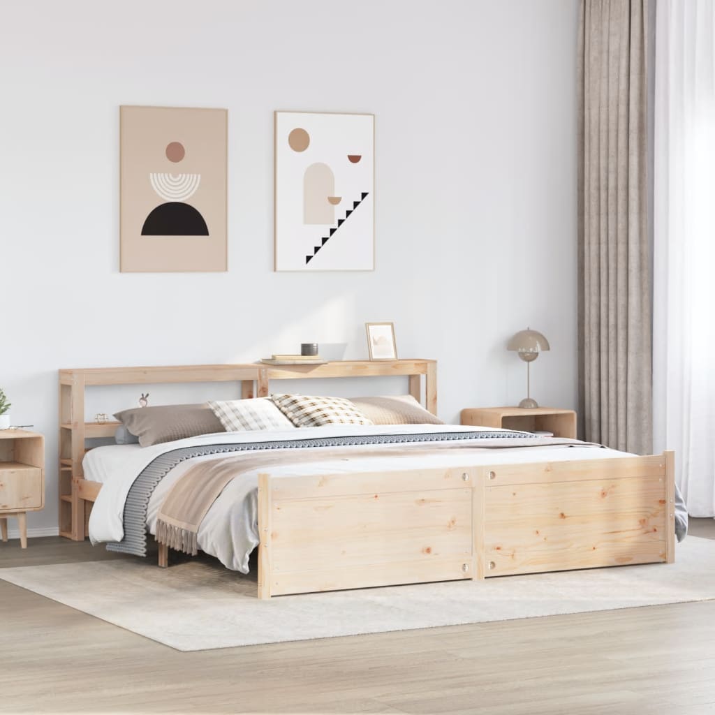 Sengeramme med hodegavl 200x200 cm heltre furu