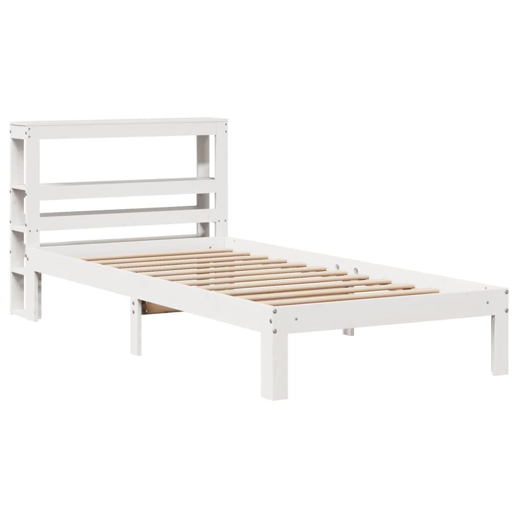 Sengeramme med hodegavl hvit 75x190 cm heltre furu