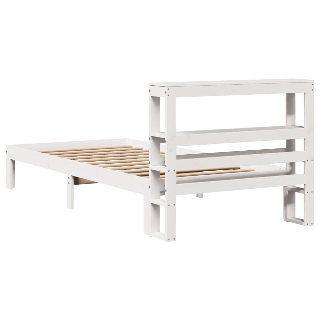 Sengeramme med hodegavl hvit 90x200 cm heltre furu