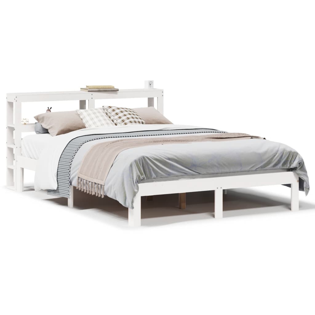 Sengeramme med hodegavl hvit 120x200 cm heltre furu