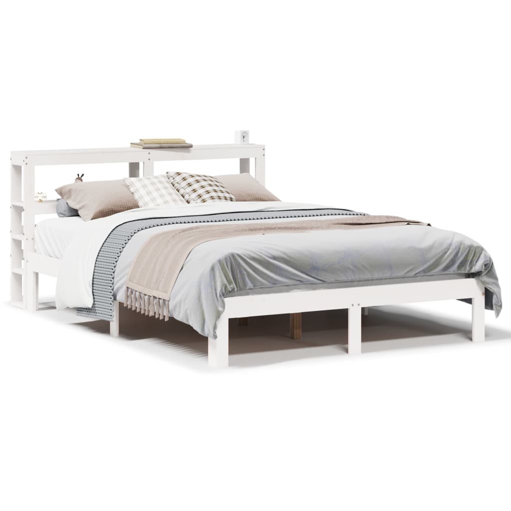 Sengeramme med hodegavl hvit 150x200 cm heltre furu