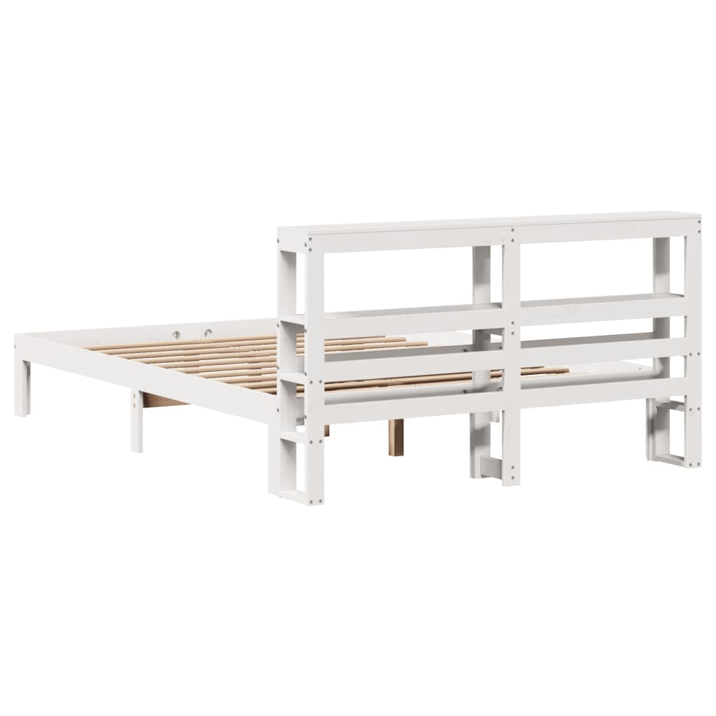 Sengeramme med hodegavl hvit 150x200 cm heltre furu