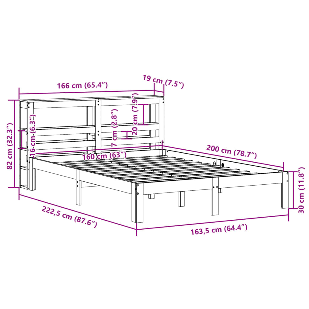 Sengeramme med hodegavl 160x200 cm heltre furu