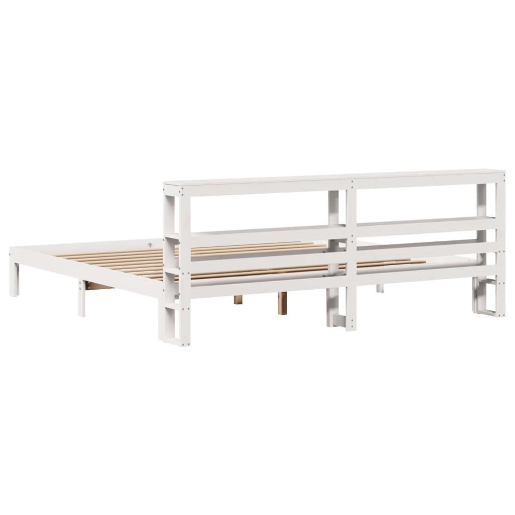 Sengeramme med hodegavl hvit 180x200 cm heltre furu