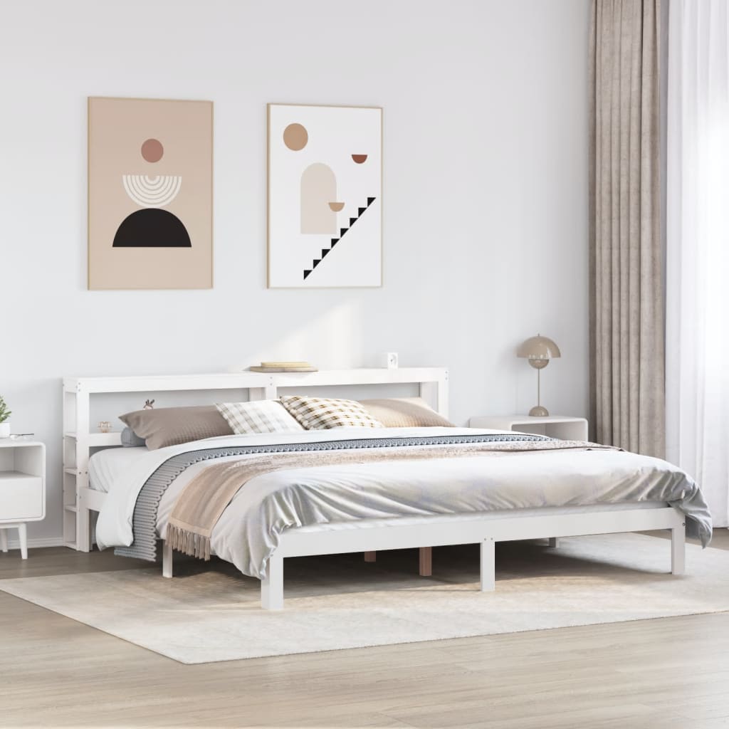 Sengeramme med hodegavl hvit 180x200 cm heltre furu