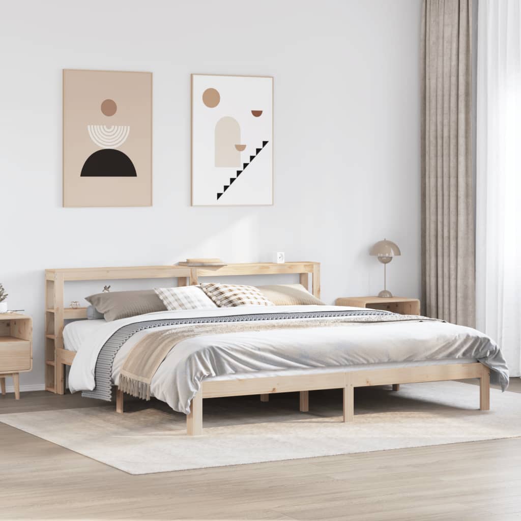 Sengeramme med hodegavl 200x200 cm heltre furu