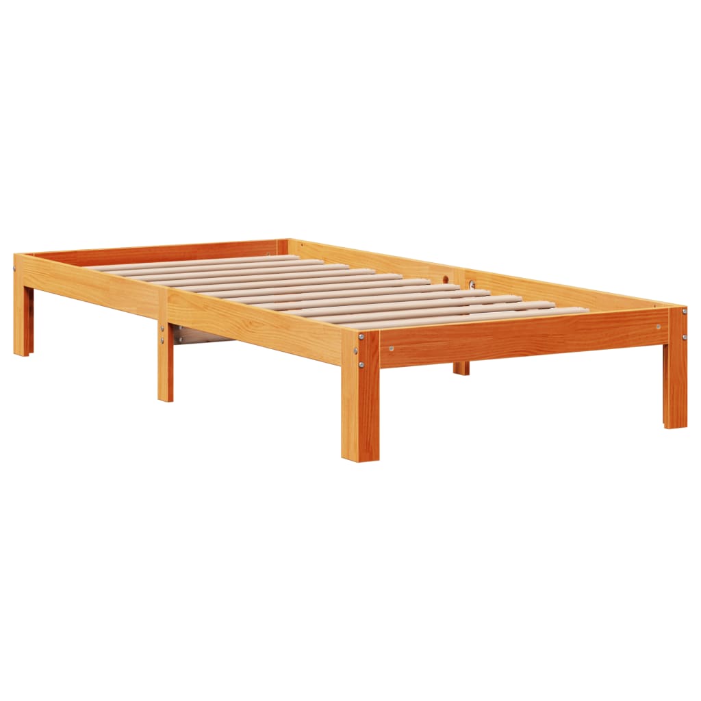 Sengeramme uten madrass voksbrun 75x190 cm heltre furu