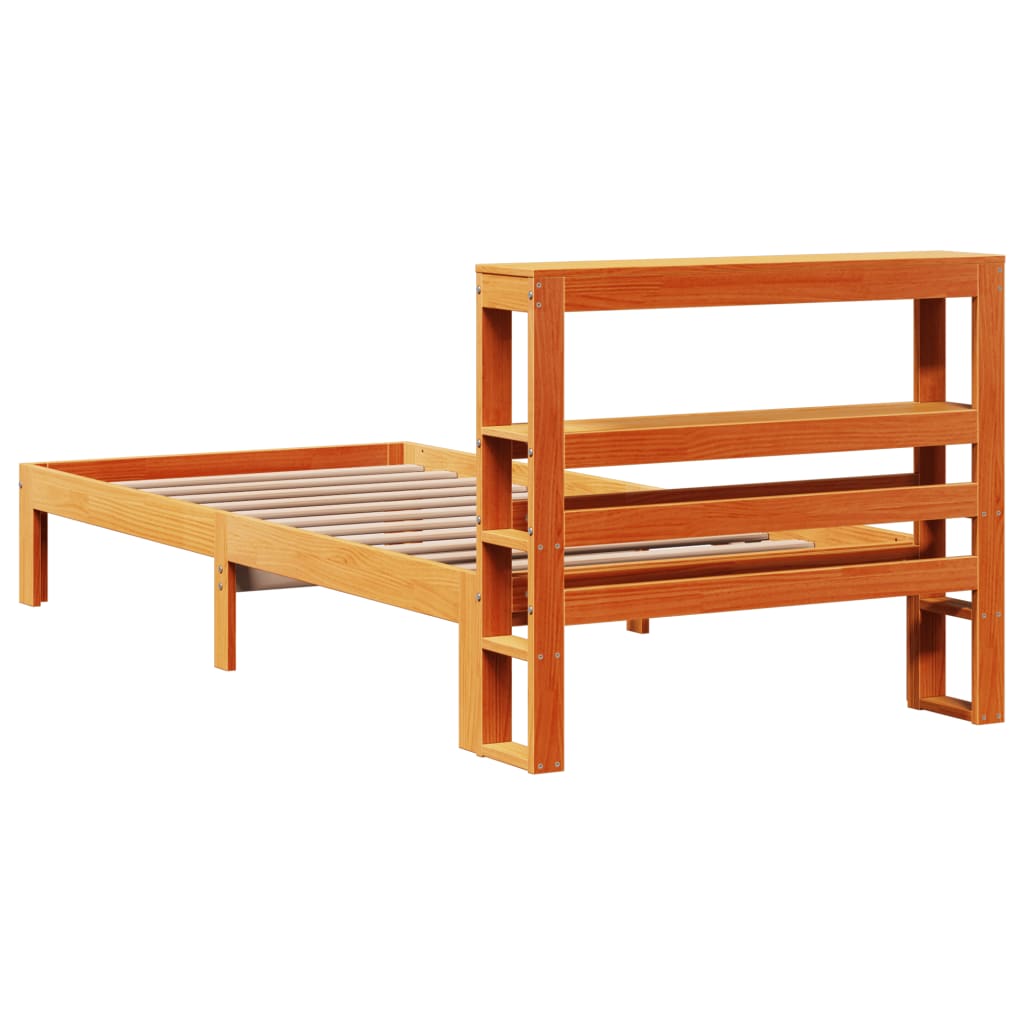Sengeramme uten madrass voksbrun 75x190 cm heltre furu