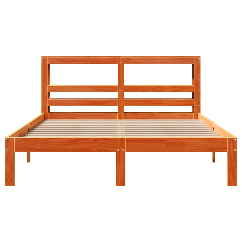Sengeramme uten madrass voksbrun 140x190 cm heltre furu