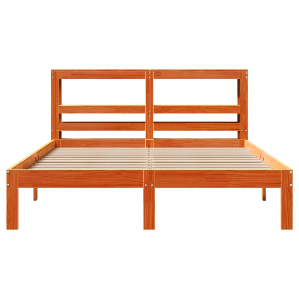 Sengeramme uten madrass voksbrun 140x200 cm heltre furu