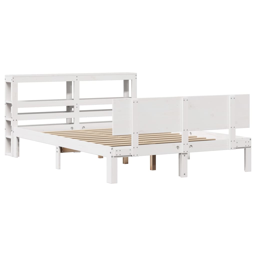 Sengeramme med hodegavl hvit 120x190 cm heltre furu
