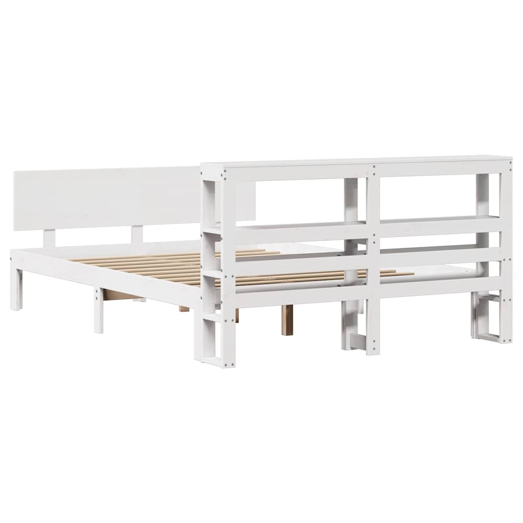 Sengeramme med hodegavl hvit 120x190 cm heltre furu