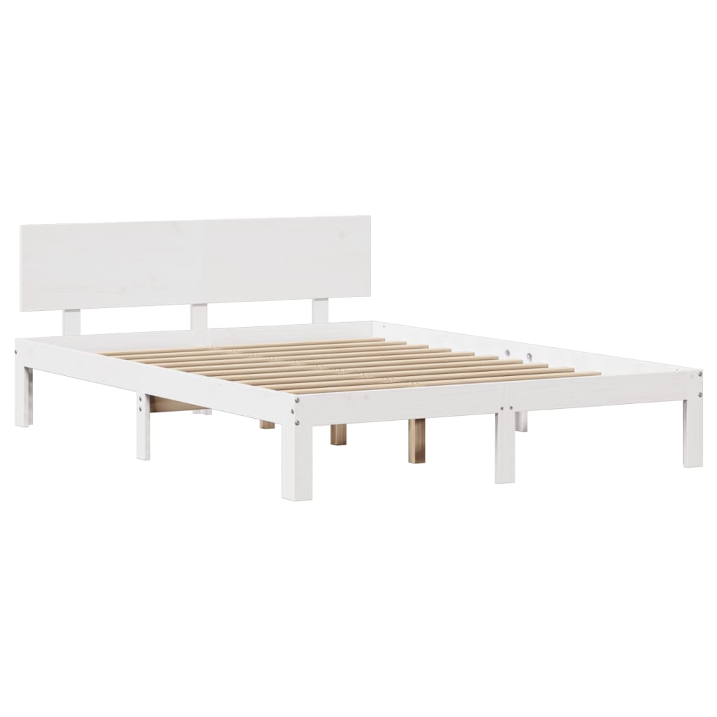 Sengeramme med hodegavl hvit 120x190 cm heltre furu