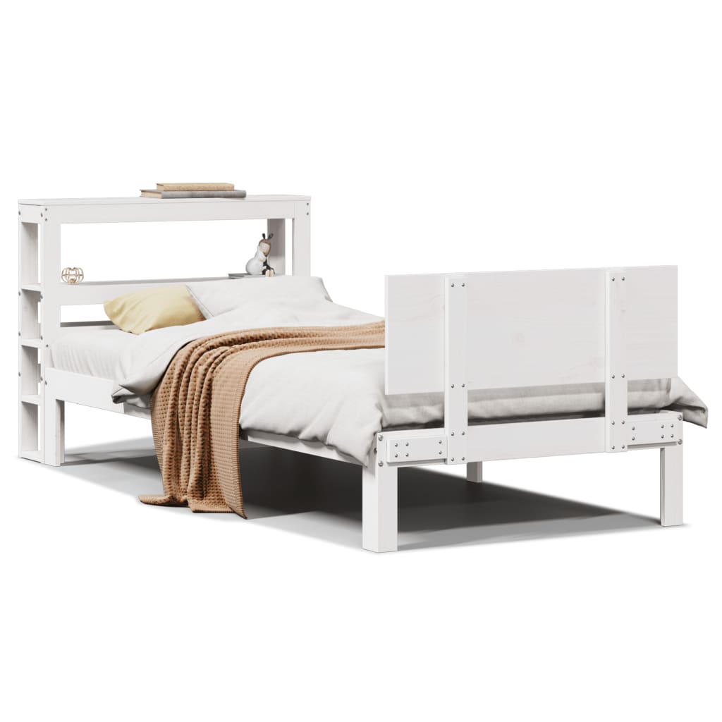 Sengeramme med hodegavl hvit 90x200 cm heltre furu
