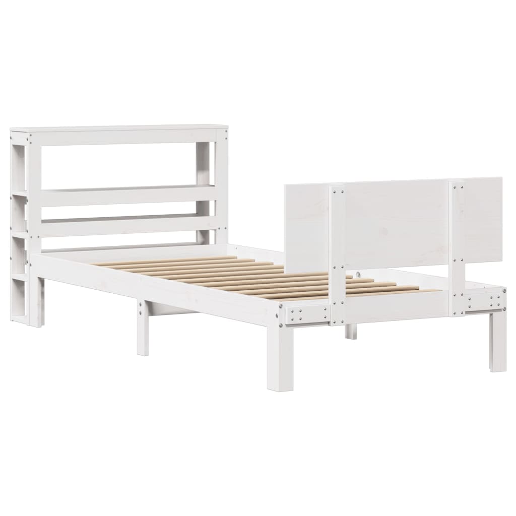 Sengeramme med hodegavl hvit 90x200 cm heltre furu