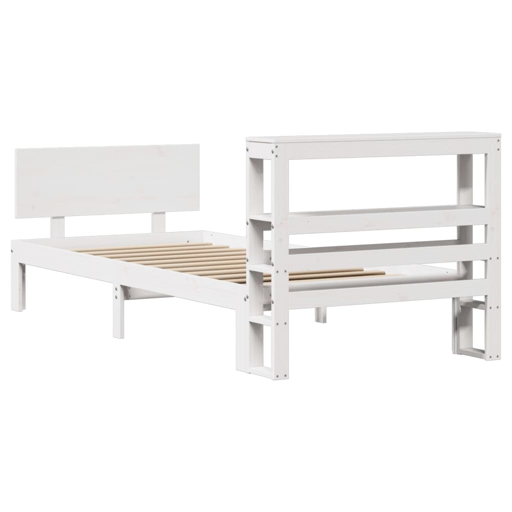 Sengeramme med hodegavl hvit 90x200 cm heltre furu