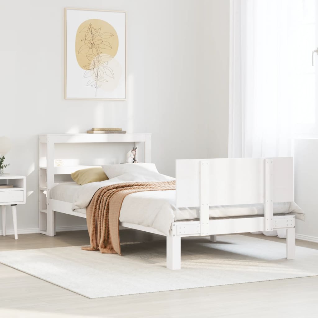 Sengeramme med hodegavl hvit 90x200 cm heltre furu