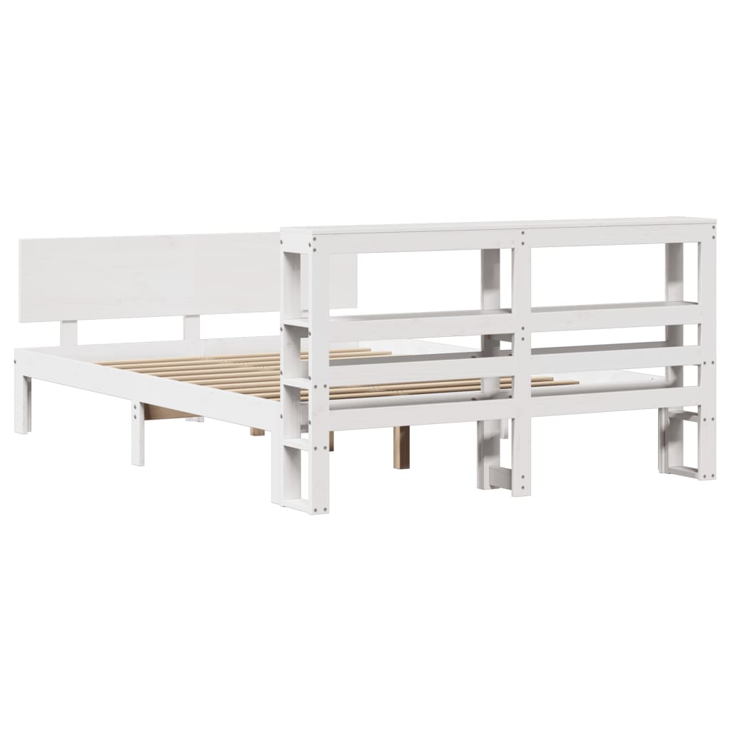 Sengeramme med hodegavl hvit 120x200 cm heltre furu