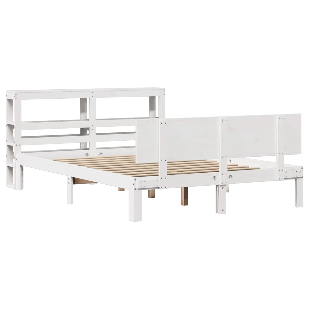 Sengeramme med hodegavl hvit 150x200 cm heltre furu