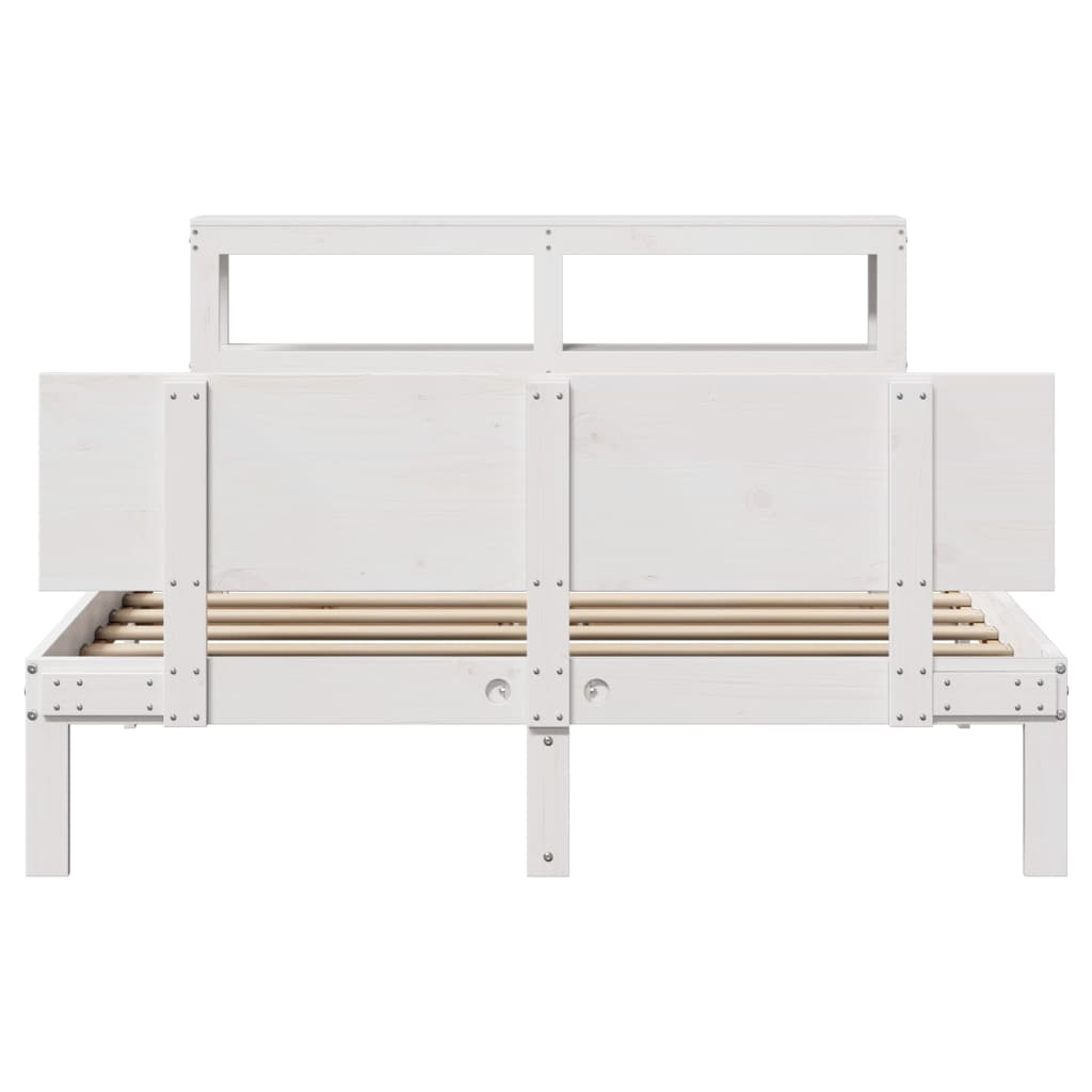 Sengeramme med hodegavl hvit 150x200 cm heltre furu