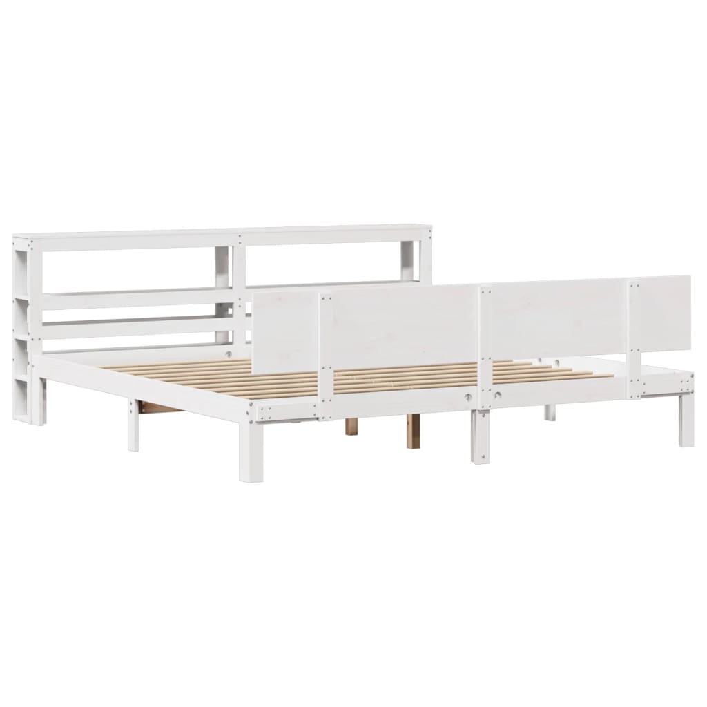 Sengeramme med hodegavl hvit 180x200 cm heltre furu