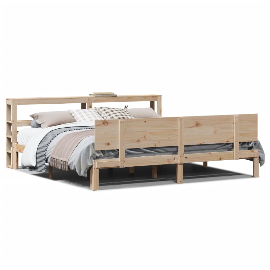 Sengeramme med hodegavl 200x200 cm heltre furu