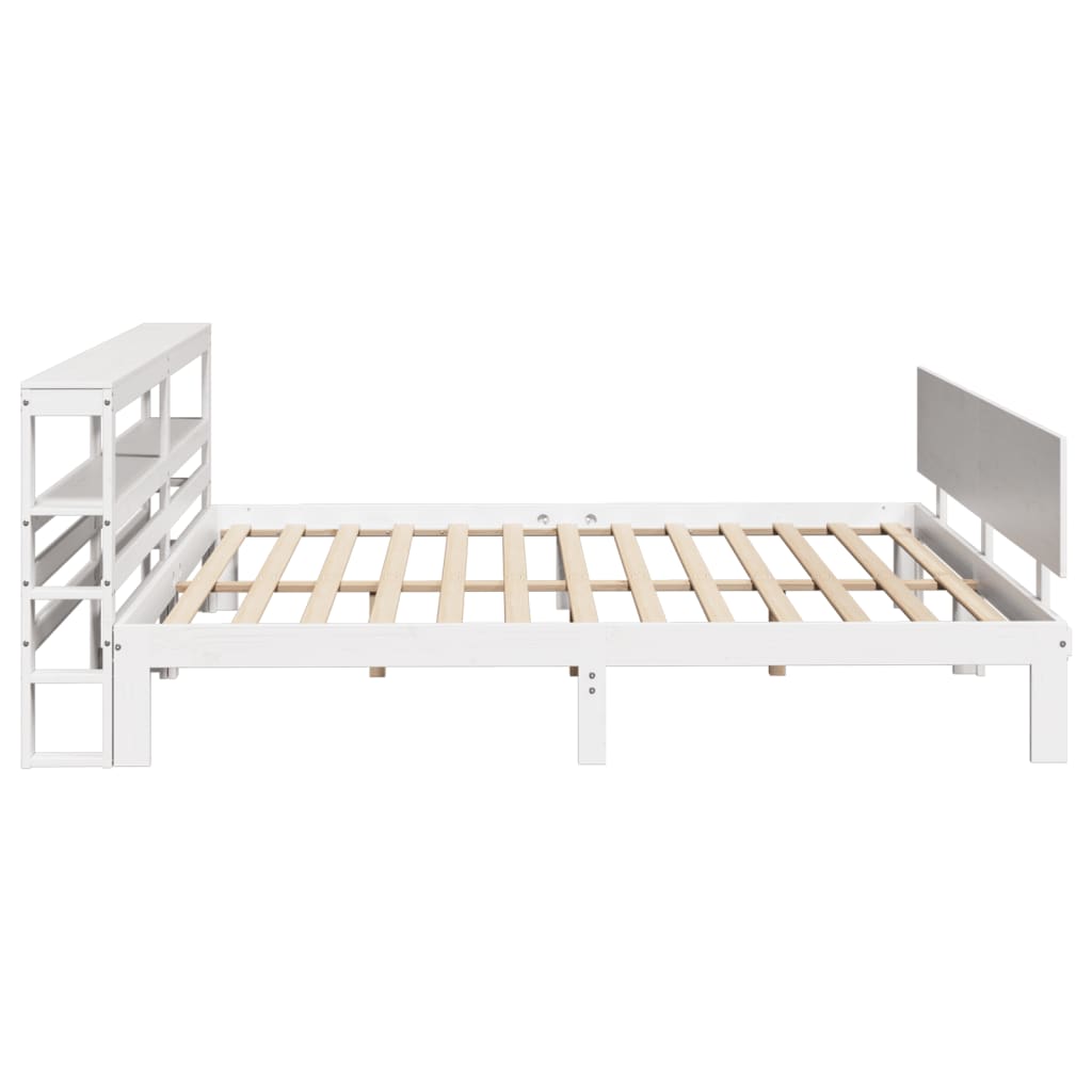 Sengeramme med hodegavl hvit 200x200 cm heltre furu