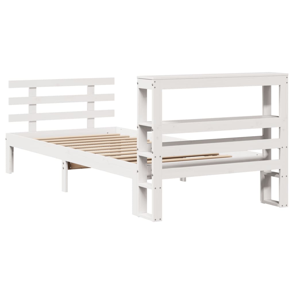 Sengeramme med hodegavl hvit 75x190 cm heltre furu