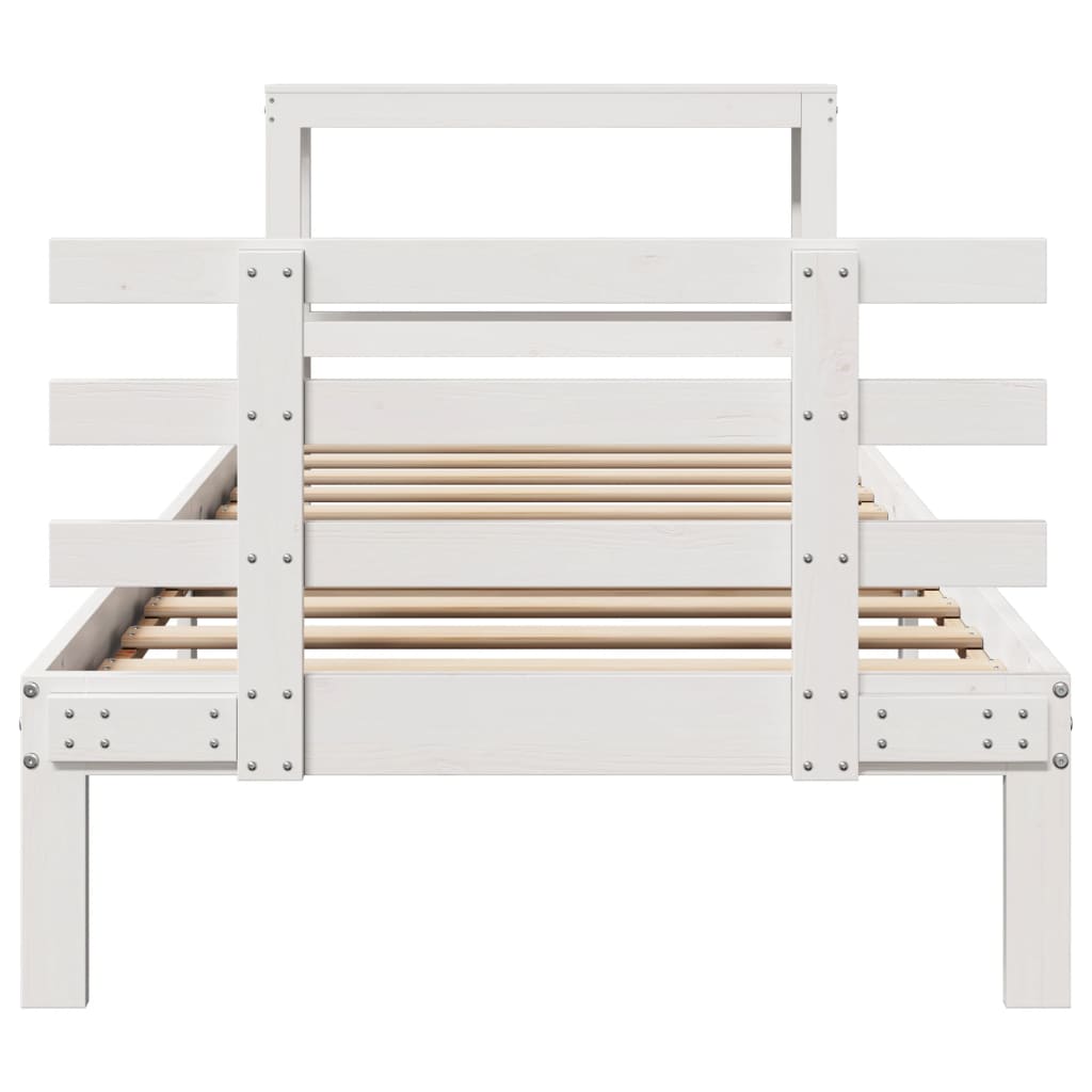 Sengeramme med hodegavl hvit 90x190 cm heltre furu